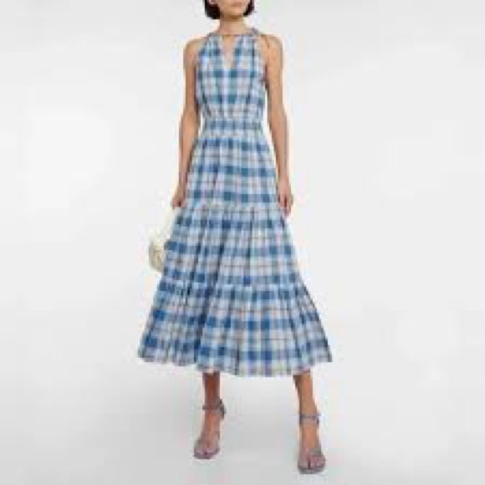 Polo Ralph Lauren Plaid Tiered Cotton Halter Dress